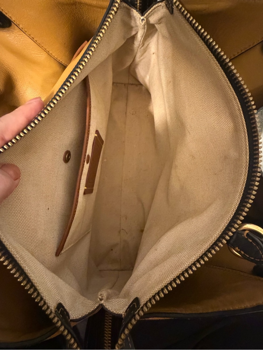Coach Rogue 39 Olive Green Leather Tote with Cognac Suede Side Panels - Picture 10 of 16